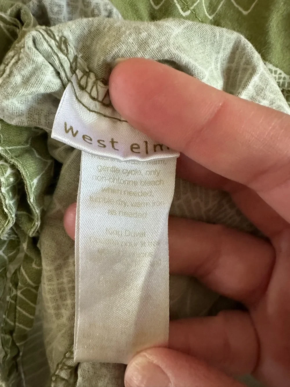 West Elm Olive Green Sunflower Floral King Cotton Duvet
